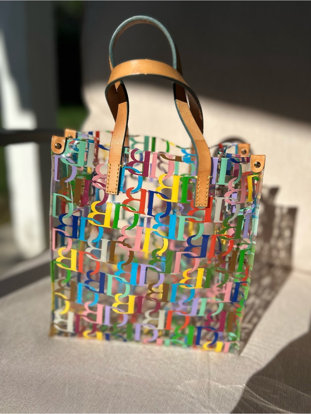 Dooney &Burke DB Logo Print Tote Bag with Leather Handles - Picture 2 of 6